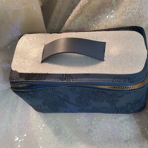 Elegant Blue Embossed Cosmetic Bag